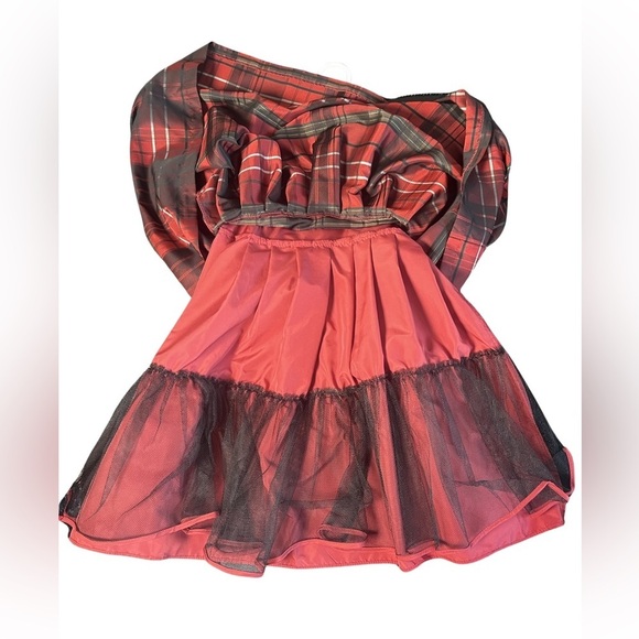 Pippa & Julie 6X Sateen Red Plaid Holiday Chain Belted Tie Bow Dress - Picture 6 of 9
